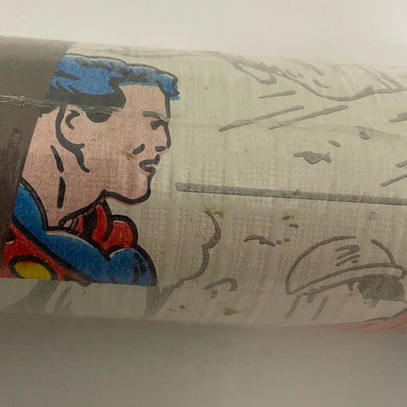 VTG 70s DC Comics Superman Norwalk Wash Strip wallpaper 1 bolt (21in x 33ft) - Picture 10 of 11